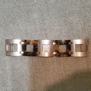 Chicos Brushed Gold & Tortoise Chunky Link Bracelet Watch Wristwatch